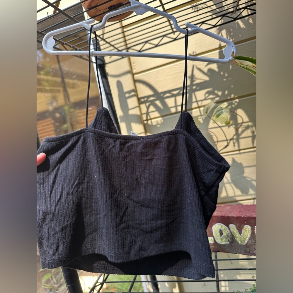 GARAGE- Black Fitted B Neck Camisole Crop Top Size Small - Picture 3 of 6